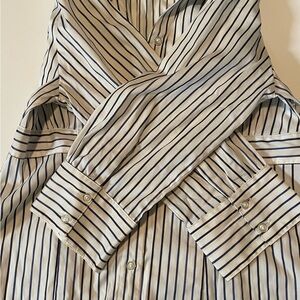 Willi Smith Navy and White Striped Shirt